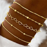 Chain Bracelet Set For Women Silver Pendant Open Cuff Bangle