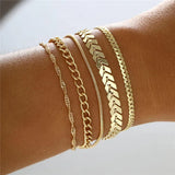 Chain Bracelet Set For Women Silver Pendant Open Cuff Bangle