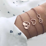 Chain Bracelet Set For Women Silver Pendant Open Cuff Bangle