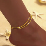Shiny Sparkling Simple Anklet for Women Gold Silver