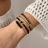 Handmade Black Crystal Beaded Bracelet for Women