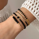 Handmade Black Crystal Beaded Bracelet for Women