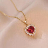 Fashion Romantic Red Heart-shaped Pendant Necklace