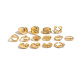 PuRui 14Pcs/Set Silver Color Rings for Women and Men