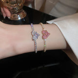 White Pink Love Heart Chain Bracelet for Women