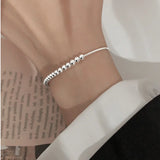 Silver Metal Bracelets for Women and Men with Beads