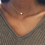Fashion Heart Pendant Collar Chain Golden Necklace