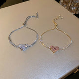 White Pink Love Heart Chain Bracelet for Women