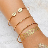 Chain Bracelet Set For Women Silver Pendant Open Cuff Bangle