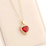 Fashion Romantic Red Heart-shaped Pendant Necklace