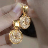 Vintage Metal Big Round Dangle Earrings for Women
