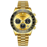 Men's Stylish Fashion Black and Gold Wristwatch