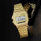 Elegant Digital Watch For Women Gold Silver Stainless Steel