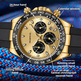 Men's Stylish Fashion Black and Gold Wristwatch
