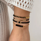 Handmade Black Crystal Beaded Bracelet for Women