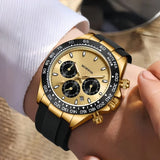 Men's Stylish Fashion Black and Gold Wristwatch