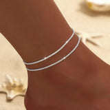 Shiny Sparkling Simple Anklet for Women Gold Silver