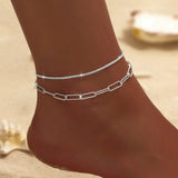 Shiny Sparkling Simple Anklet for Women Gold Silver