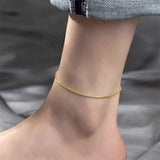 Stainless Steel Snake Chain Anklet For Women Gold Color