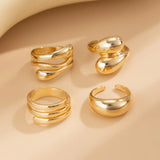 Fashion 4Pcs Rings Set for Women Punk Gold Silver Color Jewelry