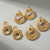 Classic Gold Plated Beaded Stud Earrings for Women