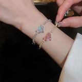 White Pink Love Heart Chain Bracelet for Women