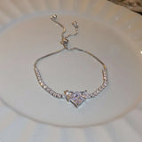 White Pink Love Heart Chain Bracelet for Women