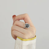 Silver Vintage Charm Rose Flower Ring for women