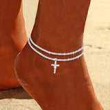 Shiny Sparkling Simple Anklet for Women Gold Silver