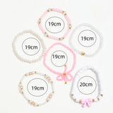 6Pcs/Set Cute Pearl Love Beaded Bow Bracelets Set
