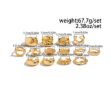 PuRui 14Pcs/Set Silver Color Rings for Women and Men