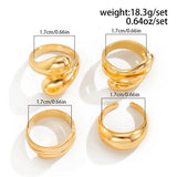 Fashion 4Pcs Rings Set for Women Punk Gold Silver Color Jewelry