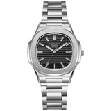Luxury Fashion Casual Men Silver Stainless Steel Calendar Wristwatch