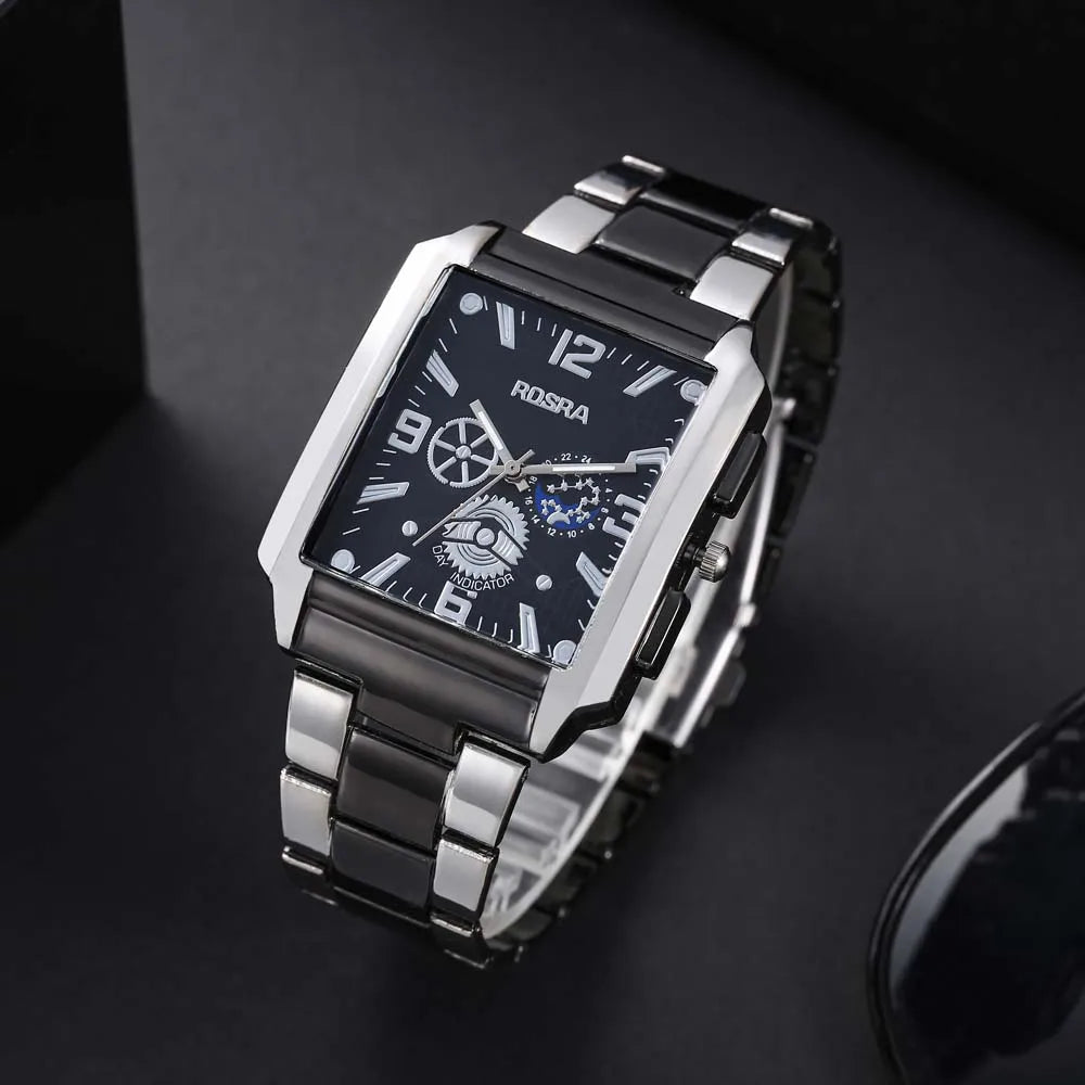 Men's Silver-Black Wristwatch