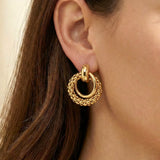 Classic Gold Plated Beaded Stud Earrings for Women