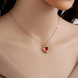 Fashion Romantic Red Heart-shaped Pendant Necklace