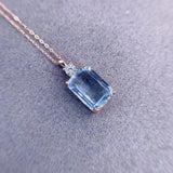 Necklace Women's Silver Aquamarine Light Blue Gemstone