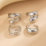 Fashion 4Pcs Rings Set for Women Punk Gold Silver Color Jewelry