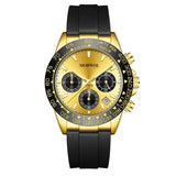 Men's Stylish Fashion Black and Gold Wristwatch